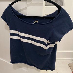 Brandy Melville Blue w/white stripes crop top